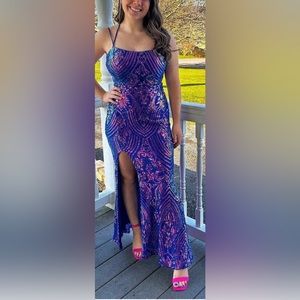 Blue/purple/pink prom dress